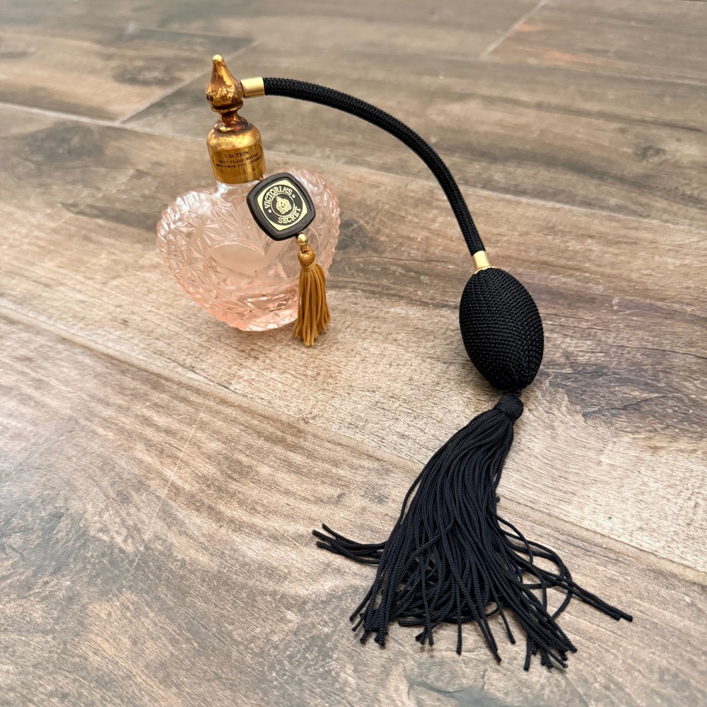 Victoria's Secret Vintage Glass Pink Heart Tassel Perfume Atomizer, OS
